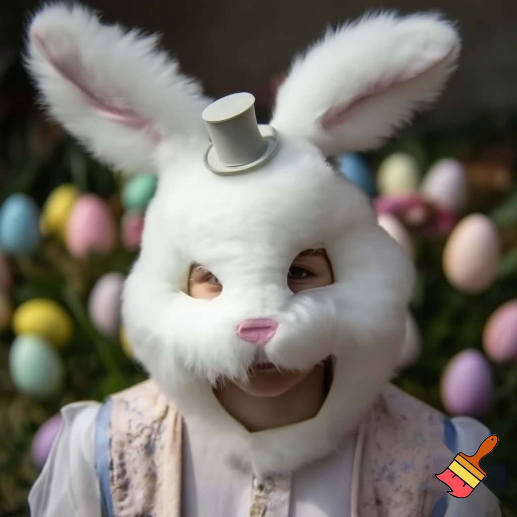 Easter bunny costume top hat person special in delicate