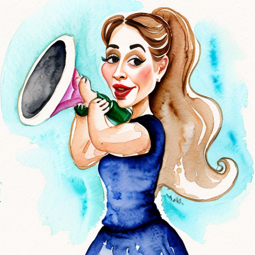 Caricatura de mujer luchadora por los derechos de los niños con un megafono
