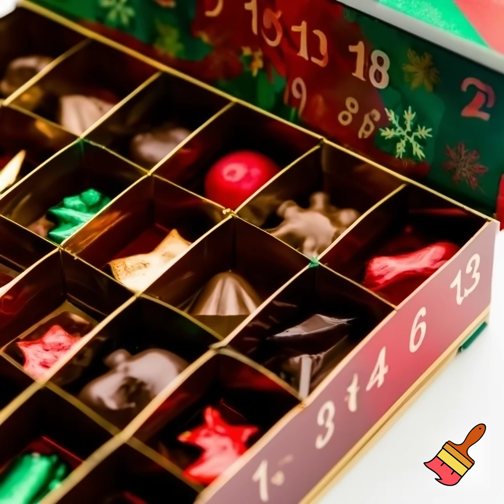Chocolate advent calendar Numbers in the box a Christmas one