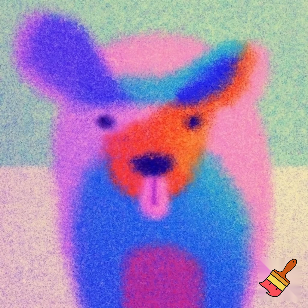 Colorful anthropomorphic animal low quality in 2010's style and blurry eyes making a basic pose with their tongue sticked out 
