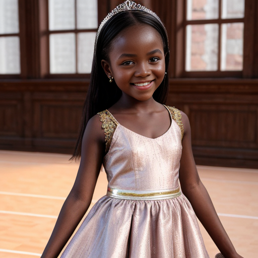Ugandan little girl, at party dress, very beautiful princess, on the court room