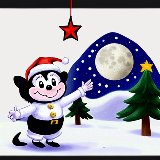 Star and moon christmas cartoon