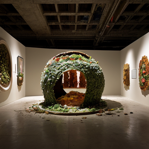 This project envisions an immersive organic landscape where strange flowers made of beeswax and colored paraffin spread throughout the space, emerging from walls, floors, and ceilings. Somewhere between a garden, a ruin, and a living organism, these sculptural forms conceal edible offerings that visitors are invited to discover and taste.
Wax masks, resembling skins in transformation, extend this universe where body, food, and landscape merge into a single entity. Inspired by the visionary world of The Garden of Earthly Delights and by post-apocalyptic imaginaries, the installation explores a future in which nature has reclaimed human spaces and transformed food into something unfamiliar, precious, and mysterious.
The exhibition becomes a territory to be explored: a sensory journey where visitors uncover hidden foods, harvest edible fragments, and take part in a collective ritual. Each discovery becomes an offering, and each act of tasting a moment of connection between imagination, memory, and the living world.