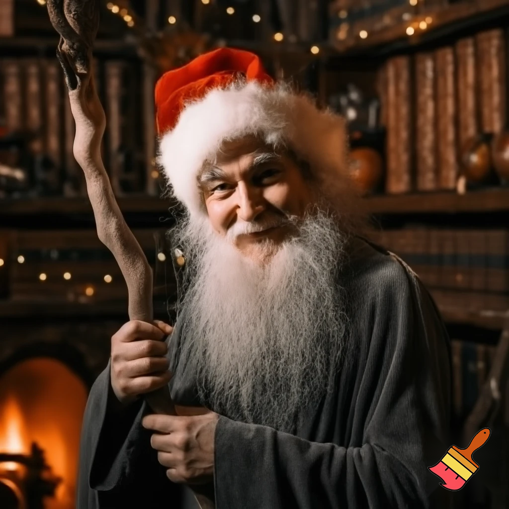 Magician wizard Christmas a Christmas hat