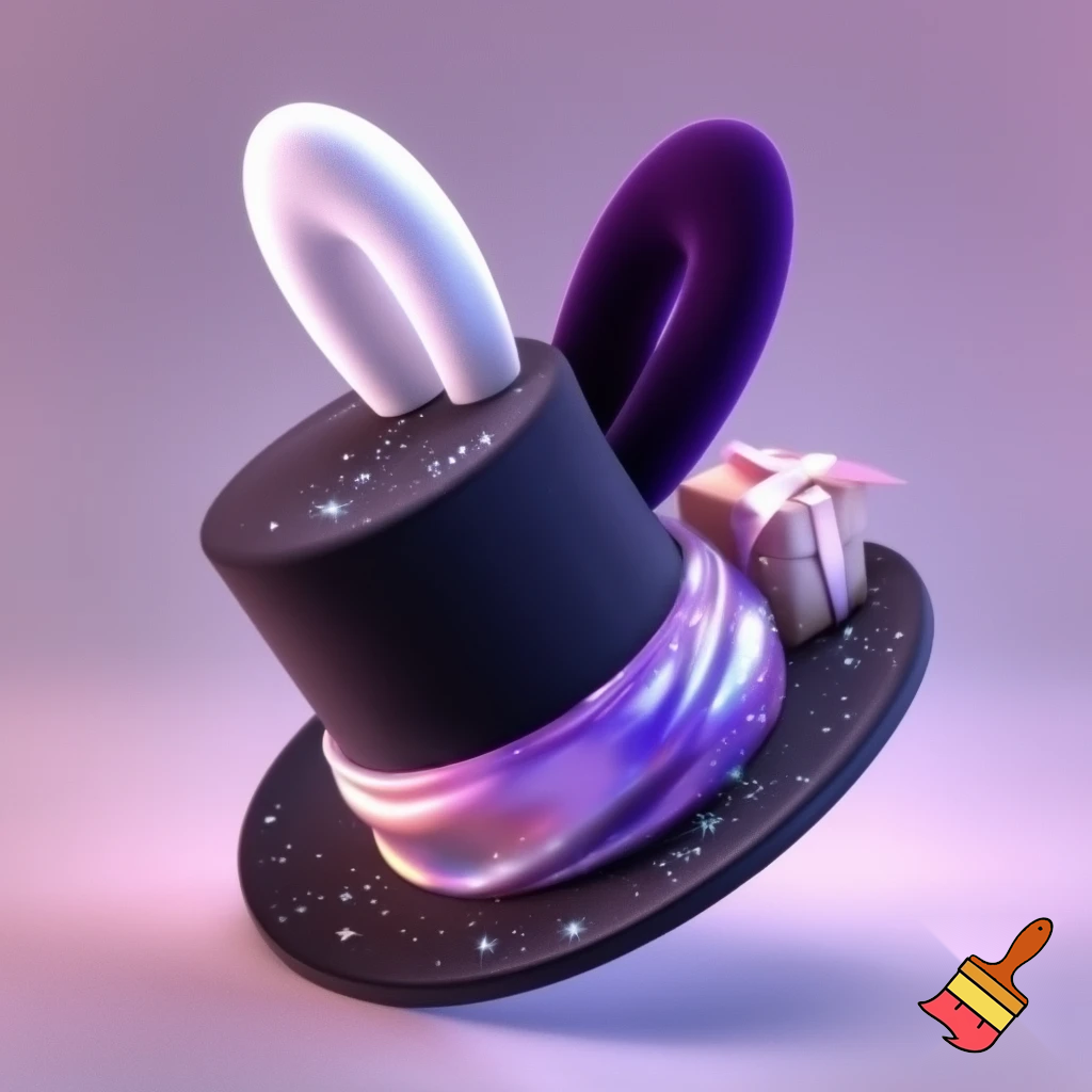 Black top hat with bunny ears velvet white and purple purple and white headband fabric and velvet glitter, purple and pink special present