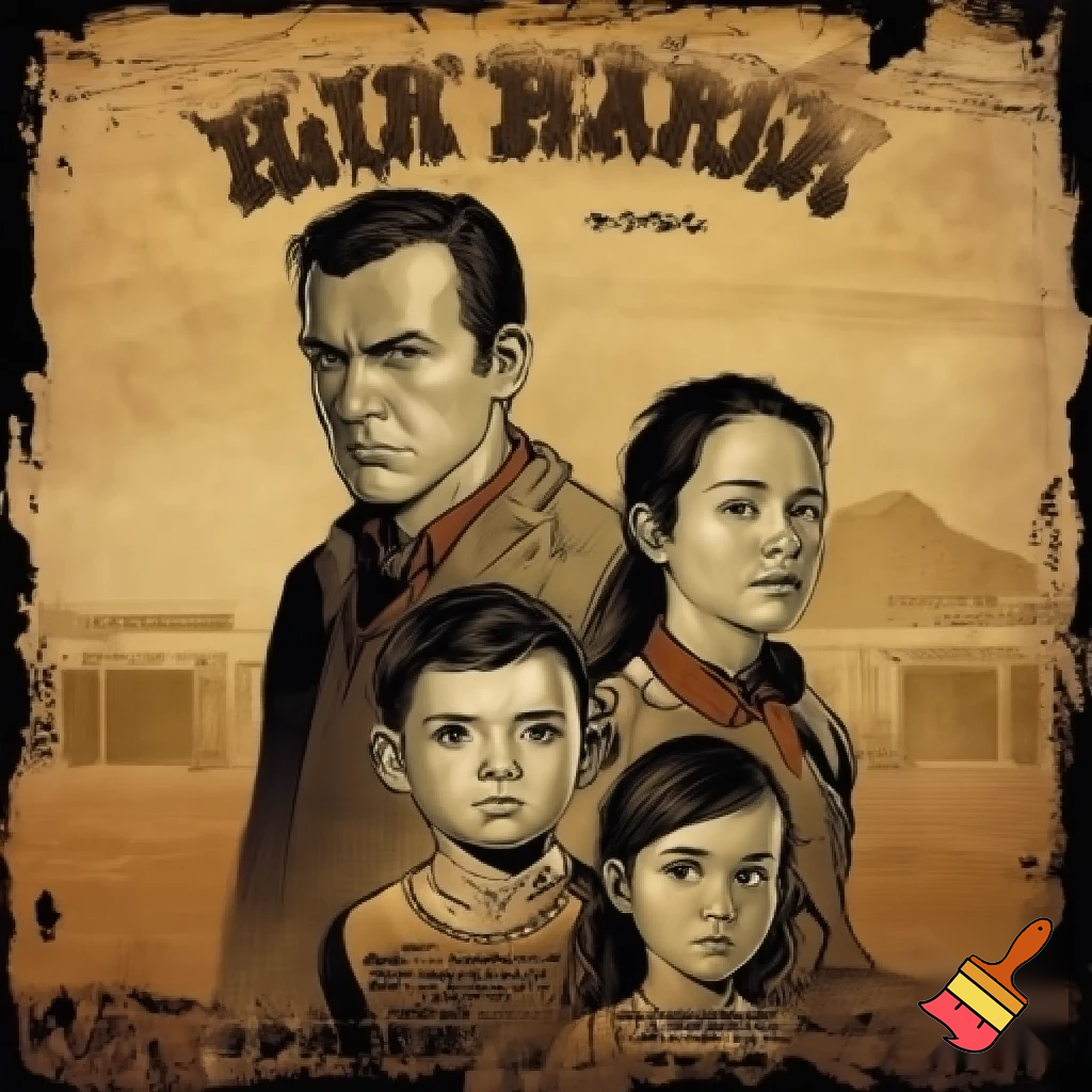 A wanted poster with a family of 4 on it. (Mum, Dad, Daughter aged 7 and a Son aged 13.)
