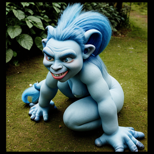 Blue female troll with tail