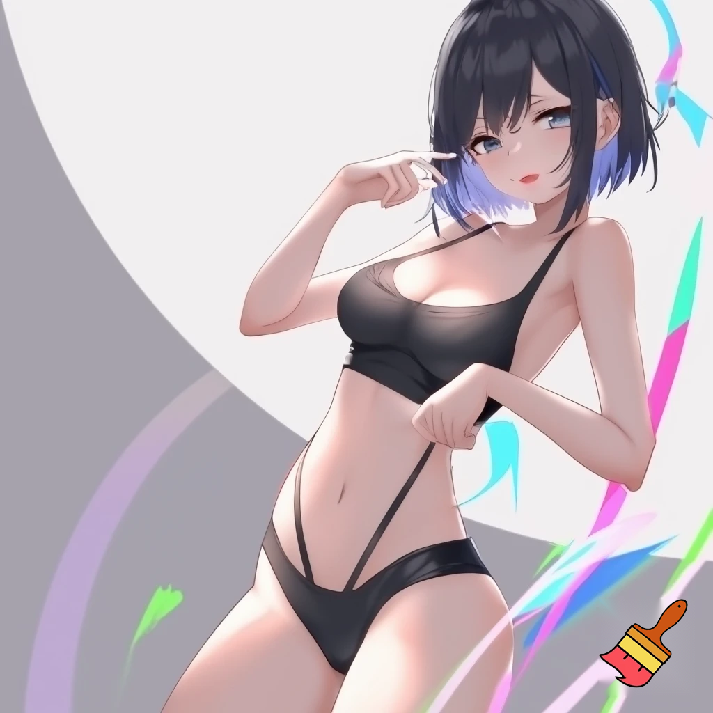 Anime girl so cool and cute is dreesing underwear clothes do cool poses