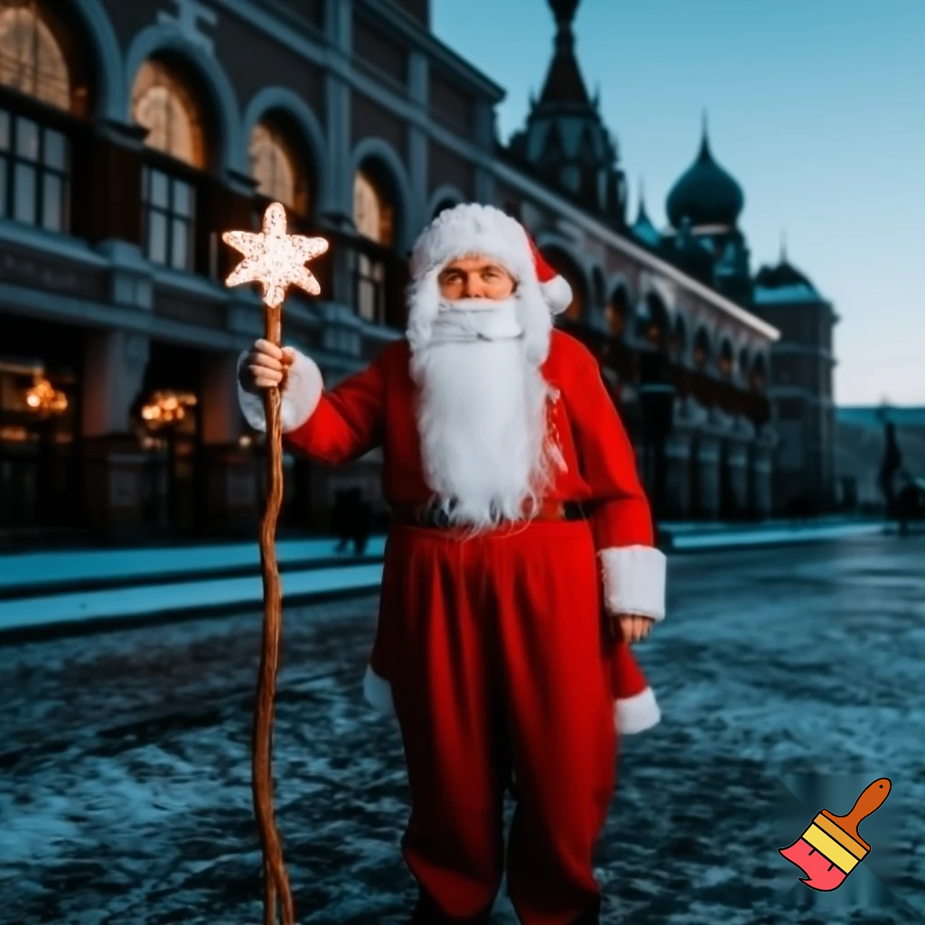  Santa Claus, Russia walking stick with a star shopping centre