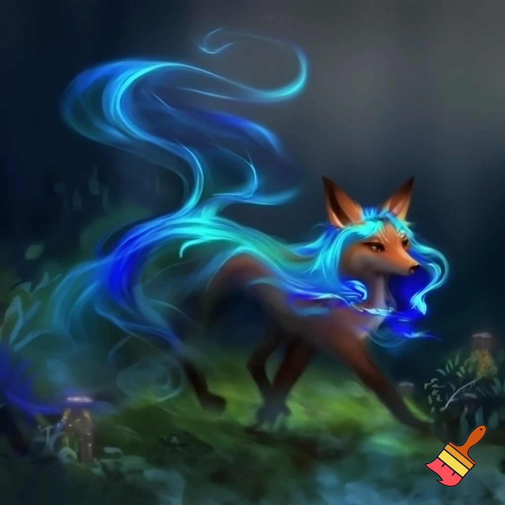 Fox with blue hair
