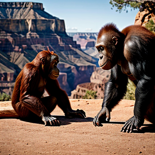 orangutan vs gorilla standoff on the grand canyon