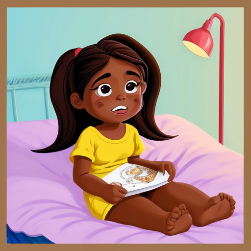 cartoon brown girl waking up with detail

