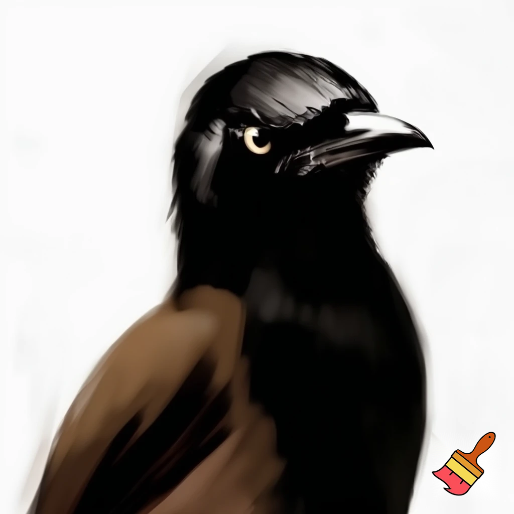 generate a image of a indian myna in a mugshot looking fierce, sinister, evil and deadly 