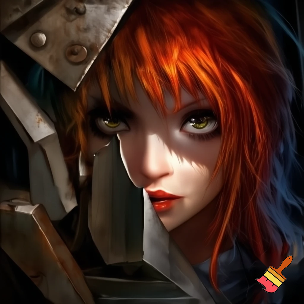 Red head, industrial art, 