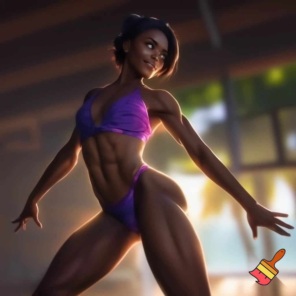 Slim gymnast girl wearing a bikini