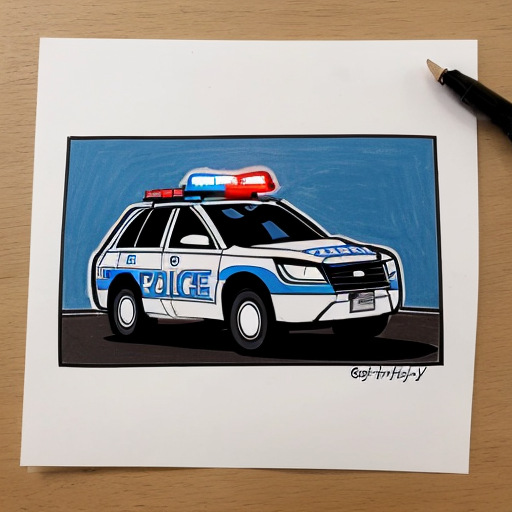 Make a image of a police car in greg heffly style