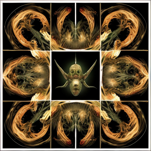 Irreal creaturas sub humana de fractales. 4 paneles. 1, 2, 3, 4. 1: criatura emerge de ti. 2: criatura se alimenta. 3: Blade. 4: la creatura eres tu. Esto en un estilo barroco, ultralimilal, aceituna y papa