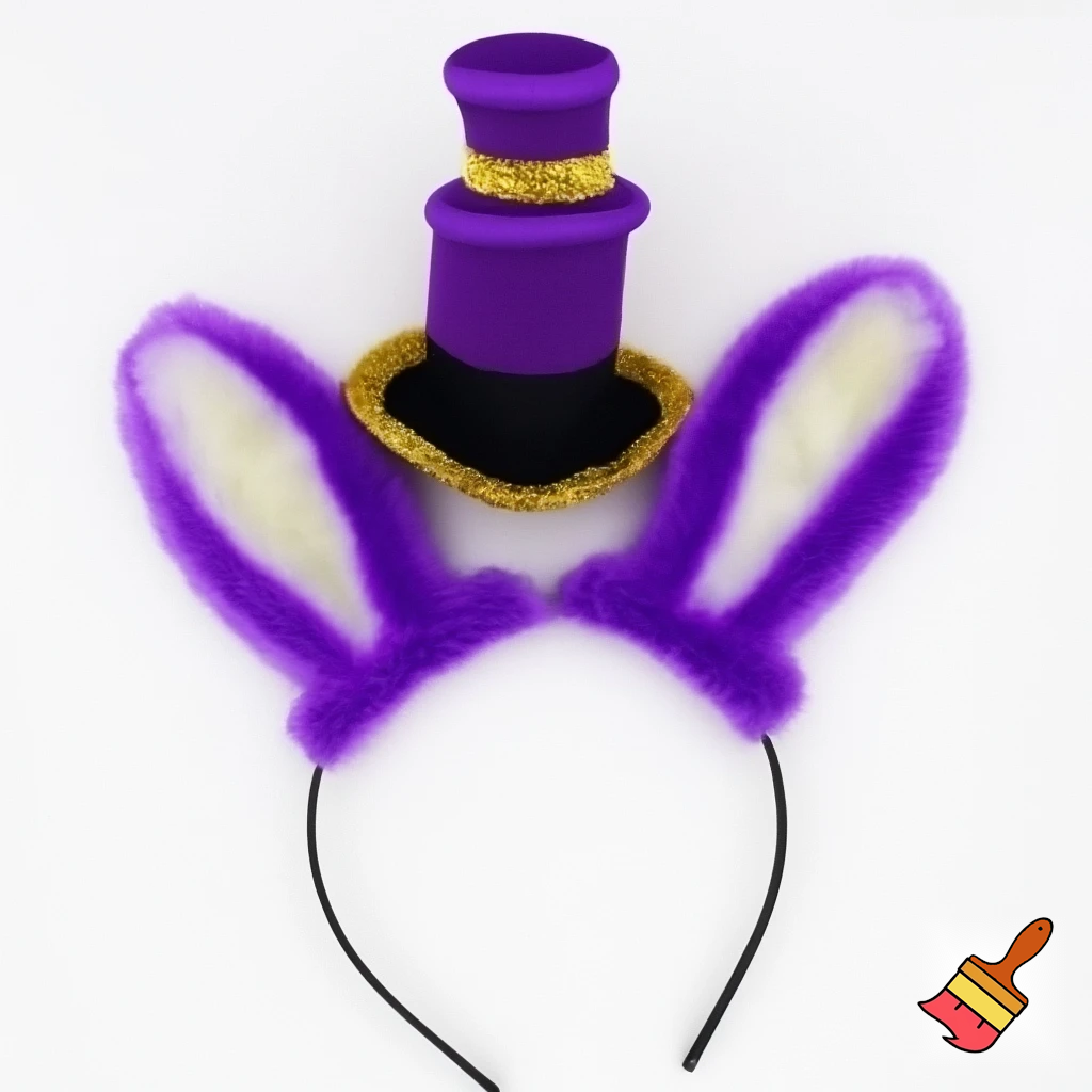 Easter bunny top hat headband, purple, purple and white with gold