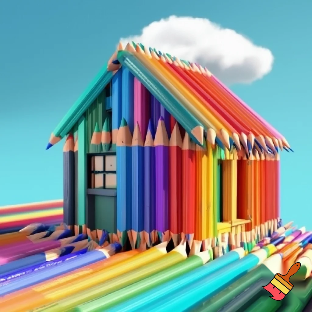 a house made out of color pencils