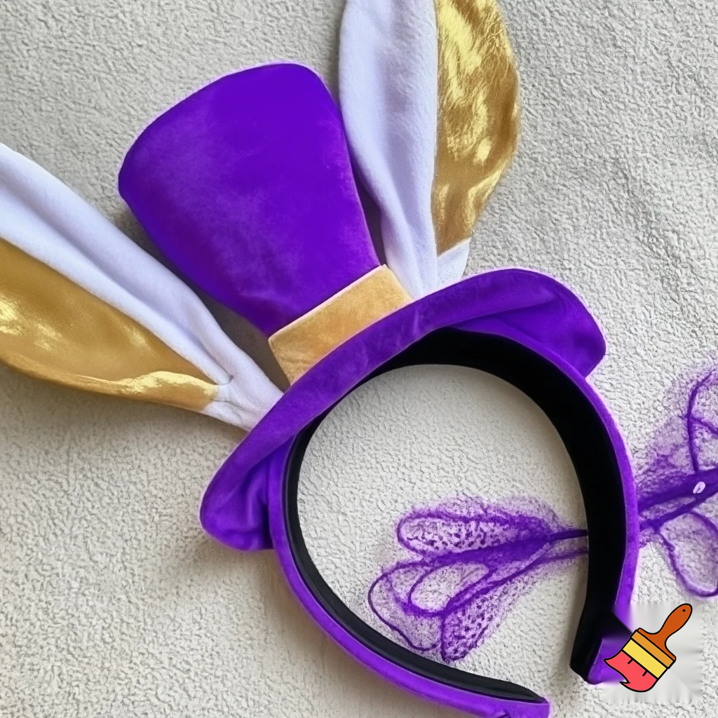 Easter top hat headband Easter bunny headband, purple and white with gold Easter top hat headband and fabric velvet and fabric velvet top head headband top hat headband