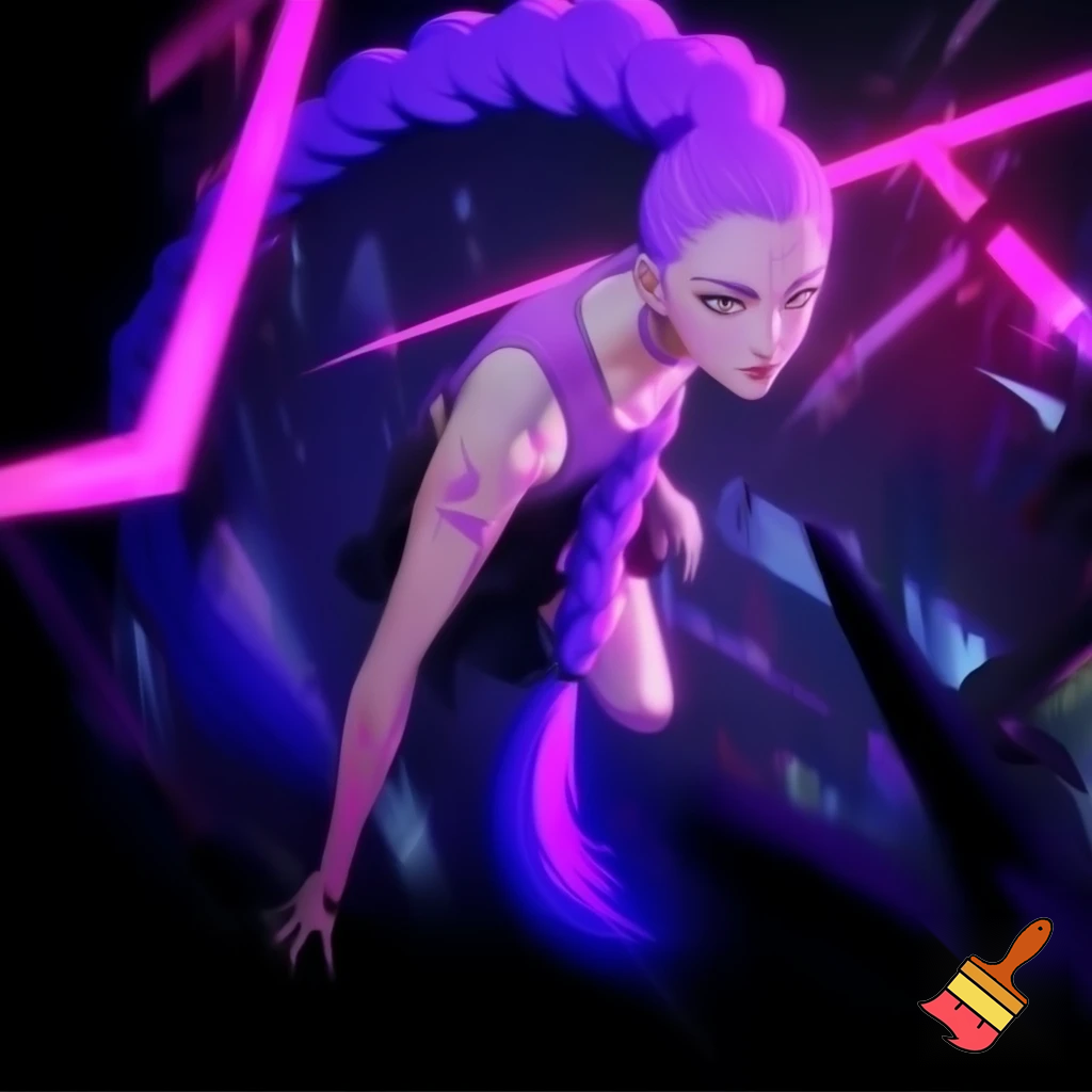 rumi, the main character in the animated film KPop Demon Hunters, is described as a slim and athletic young Korean woman in her early twenties. Her physical description in the film is highly stylized to reflect K-pop idol beauty standards, but the character design also emphasizes her strength and agility as a demon hunter. ties, reconciling her dual nature and the markings that appear on her skin. The hair is a vibrant, brilliant purple (often described as lavender or lilac in fan discussions). Unlike the demon patterns on her body which change color, the purple hair is a static feature that she has had since childhood, suggesting it is a natural result of her half-demon heritage rather than dye.
Style: Her hair is typically styled in a very long, high-swept braid that reaches down to her calves or even ankles. The specific braiding technique is most often a dragon braid or pull-through braid, which gives it a voluminous, segmented, and rope-like appearance that can whip around dramatically during fight scenes.