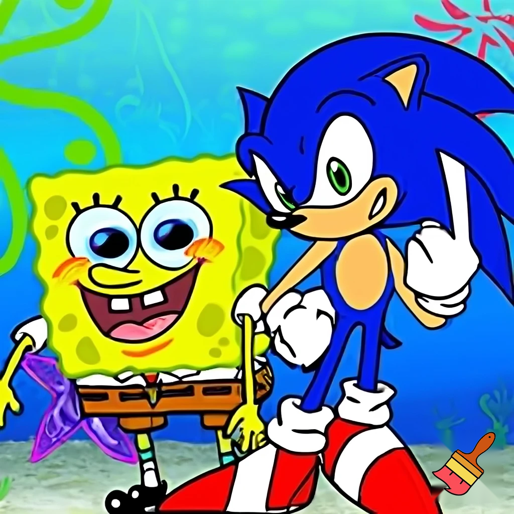 SpongeBob and sonic GPT Image