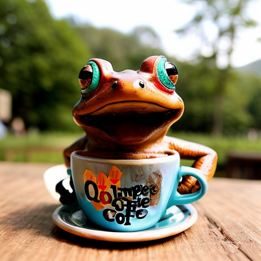 A hillarious, funny boho toad with its ammount of hippie colored coffee cups.