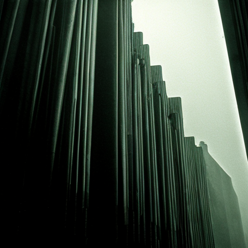 City inspired in the german expressionism architecture, exagerated forms, surreal buildings and deformed lines. Dark tone
