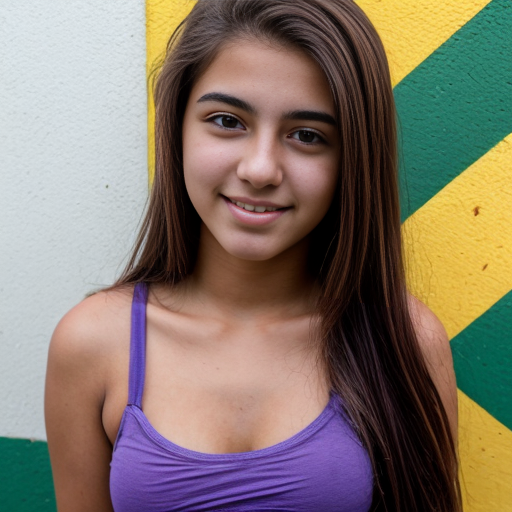Brazilian teen naked with purple and brown hair
