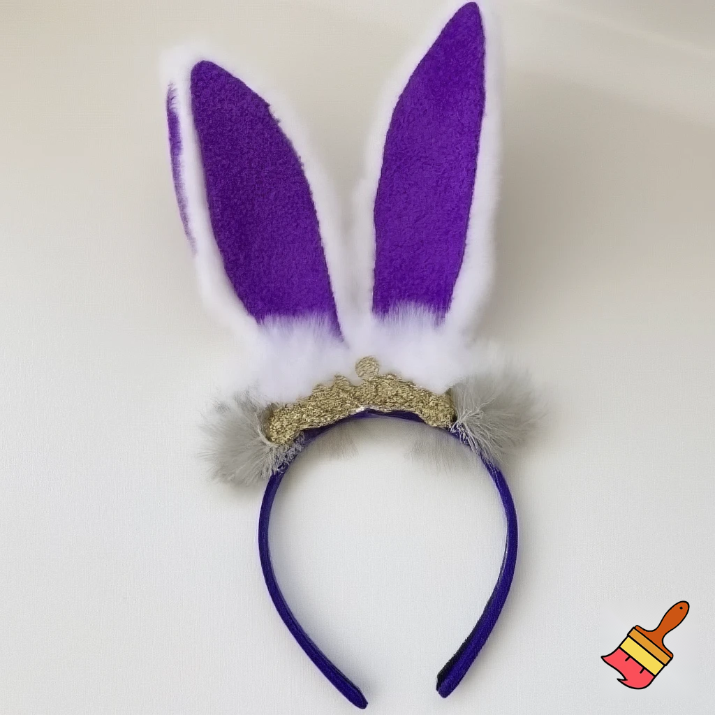 Easter bunny top hat headband, purple and white gold and silver