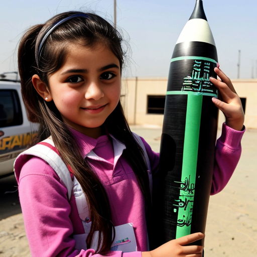 iranian elementary school girls holding a 6 foot long missile 