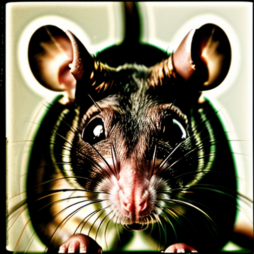 muscular rat , rat in mugshot, evil stare red eyes rat