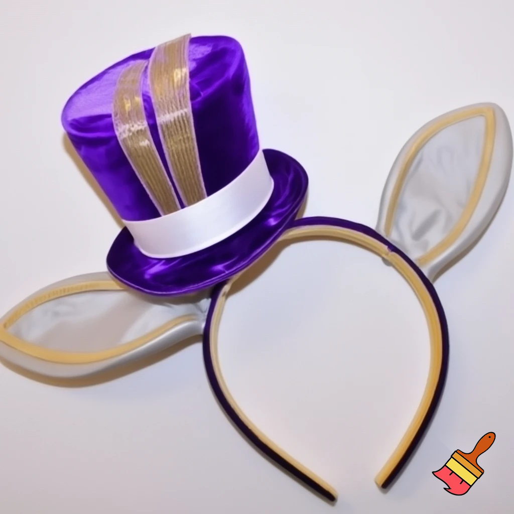 Easter top hat with headband, Easter bunny ears, purple and white velvet and fabric purple and white gold, gold and silver special delicate hat special delicate