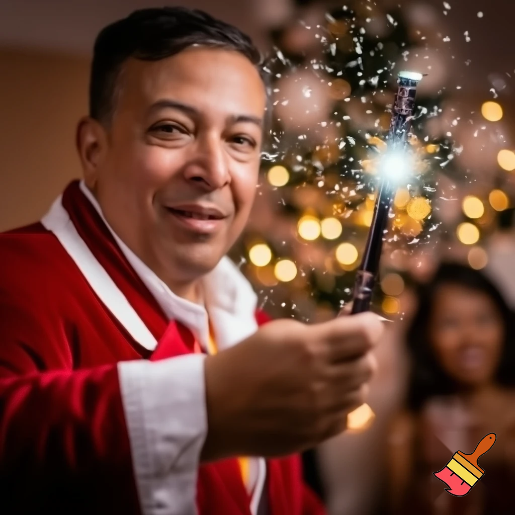 Magic magic Christmas magician an adult kid an adult kid wand magic wand