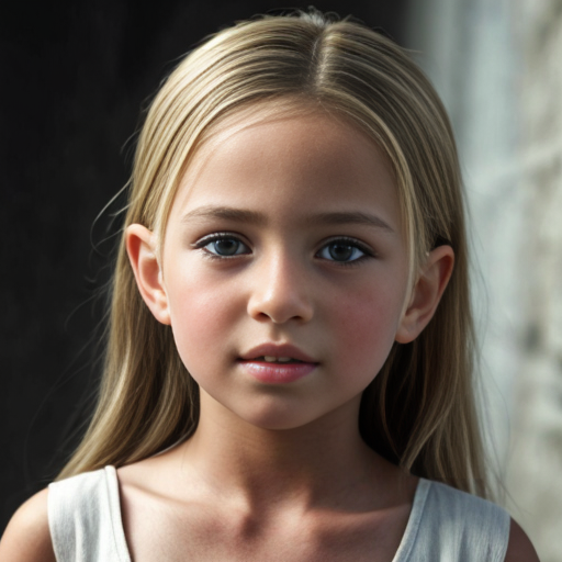 Turkish little girl, at age 12, blonde hair, dress