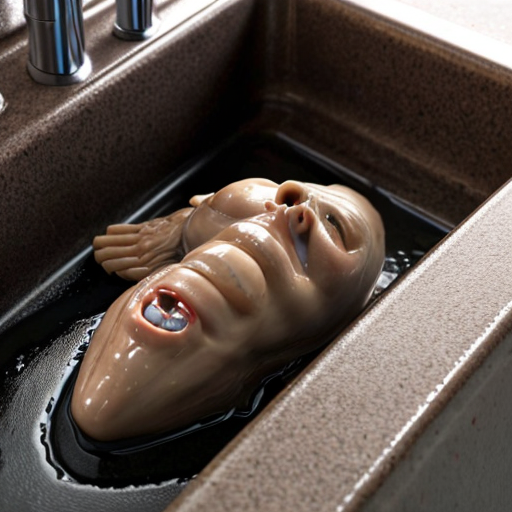Bendy crawling out of a sink drain