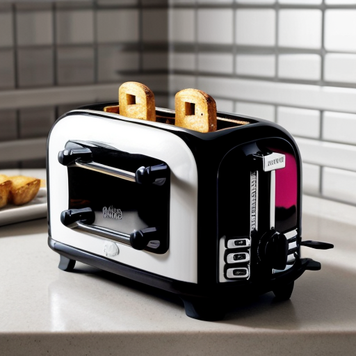 Balck and white toaster with lines