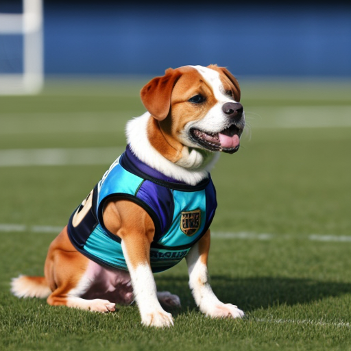 a dog playing brittish football
