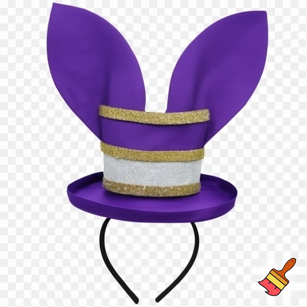 Easter bunny top hat headband, purple and white gold and silver top hat
