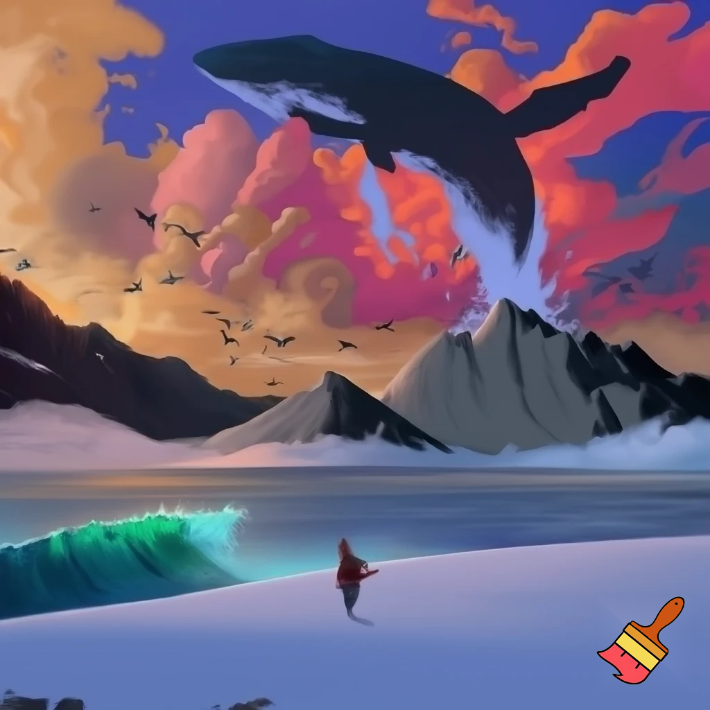 The sky was wrapped in a warm blanket of clouds whilst the sun peeped through.As I looked up,the seagulls cried out loudly as they gracefully flew across the sky.As I began walking across the velvety snow my cheeks turned bright red and my nose began to drip out water.When I opened my mouth a cloud of smoke burst out.

The mountains were grey and black.As I looked into the sky the clouds turned a bright pink and orange as they moved closer together like a happy family.The temperature dropped even lower and my legs felt like they were about to freeze  but i kept walking and didn't give up.The snow went onto my face and my hands started to become even colder but i still didn’t give up.

The waves splashed into the sky and sprayed onto my face.Whilst I wasn't looking a whale splashed out the water and into the sky my stomach dropped in shock.The water was a calm blue and green and I saw a turtle through it.
