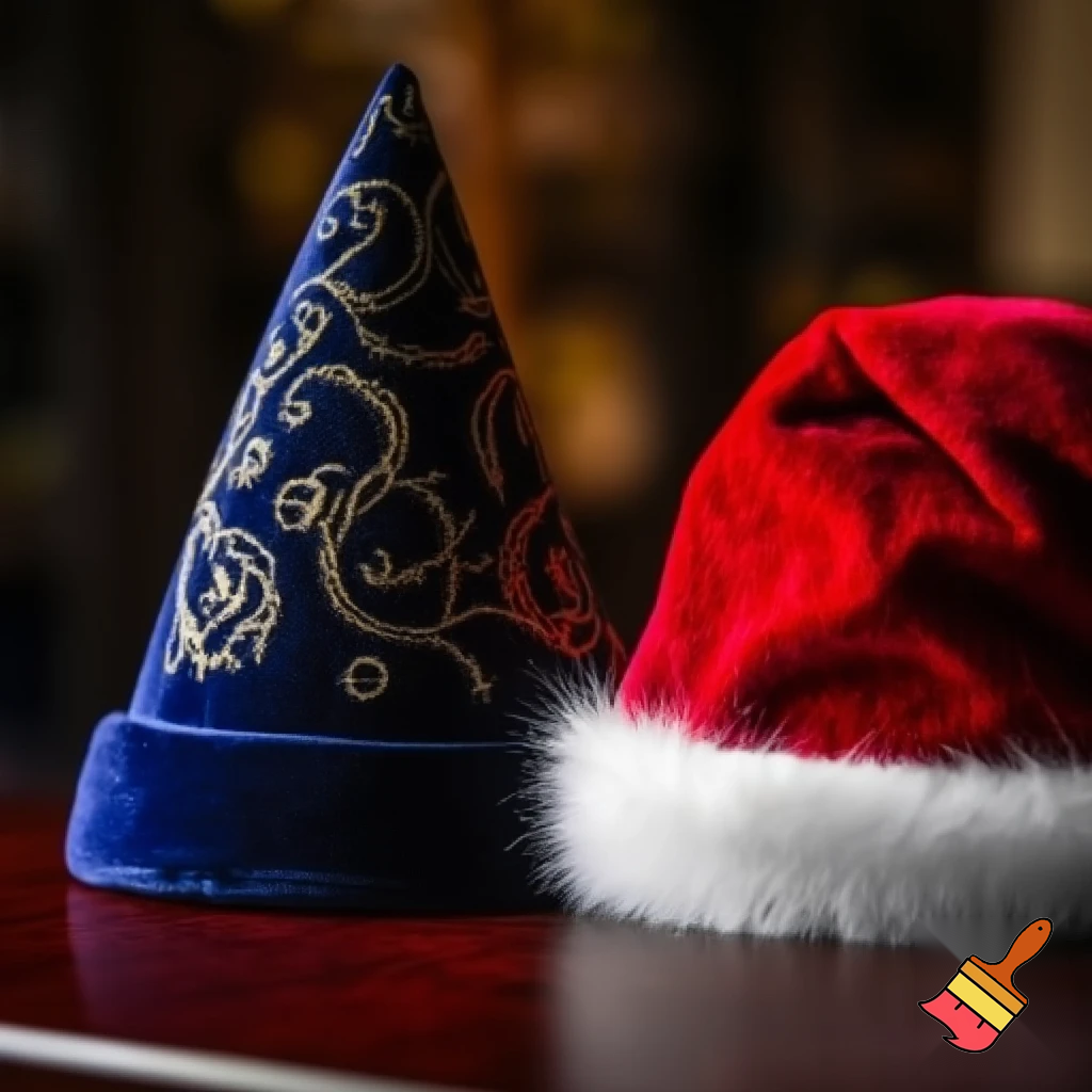 Christmas wizard hat written and velvet Santa Claus hat