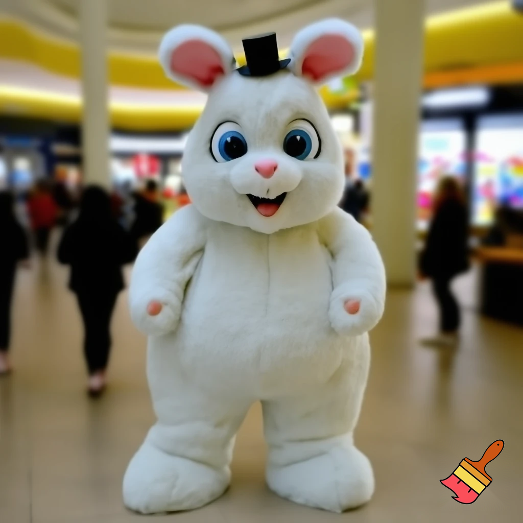 Easter bunny mascot costume top hat shopping Centre
