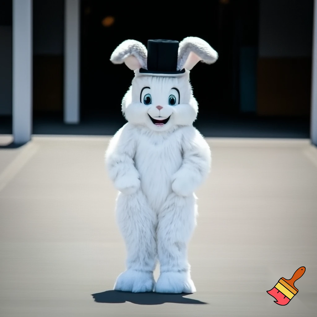 Easter bunny mascot Disneyland costume with the top hat