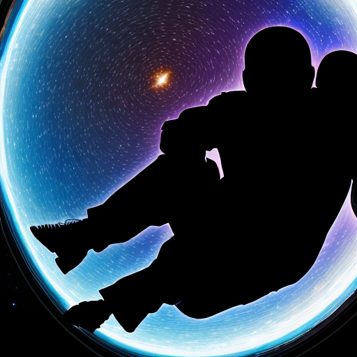 A shadow man in a prizm floating in space