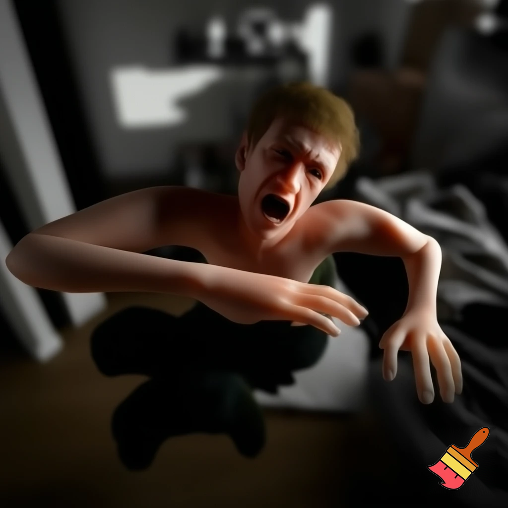 person having an epileptic seizure with objets around