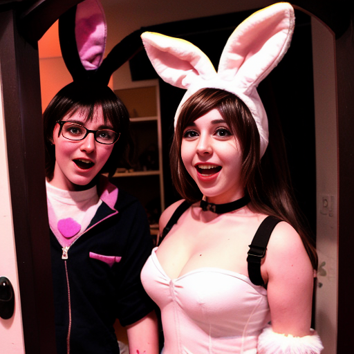 Show me what would happen if a boyfriend and girlfriend (Friday night funkin') were captured by female animatronics fnaf 2 , who then decided to make the boyfriend a girl (change his gender and appearance) and put the girl (boyfriend gender) in a cute, sexy bunny animatronic costume, and the wife girlfriend in a female animatronic cat costume. Both died in agony. How would the spirit of the girl (boyfriend gender) and his wife (girlfriend) react afterward?