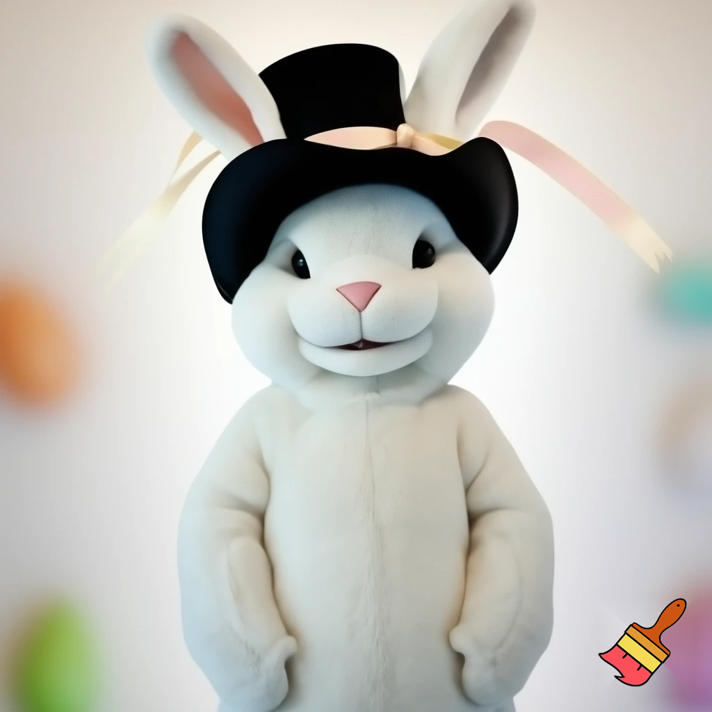 Easter bunny mascot costume top hat special Easter bunny, expensive and a delicate