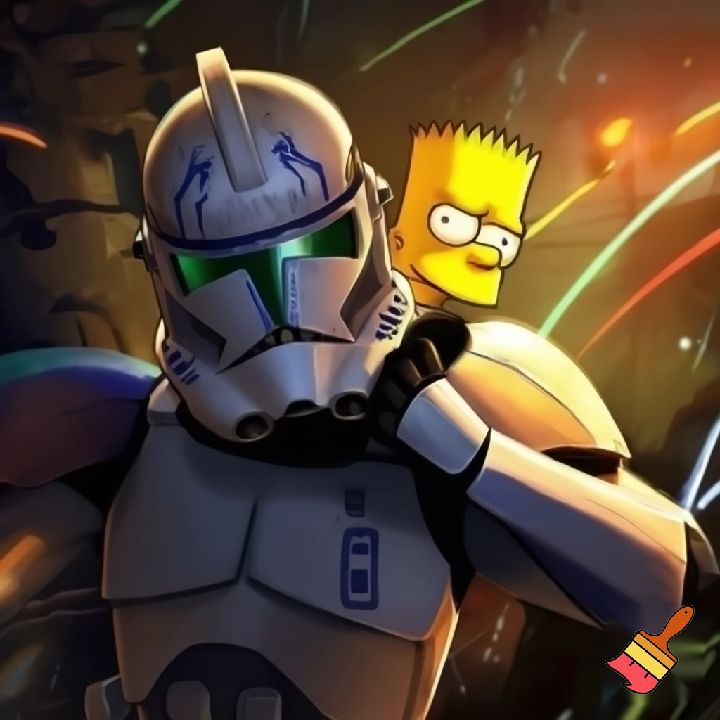 Bart simpson wearing clone trooper armour