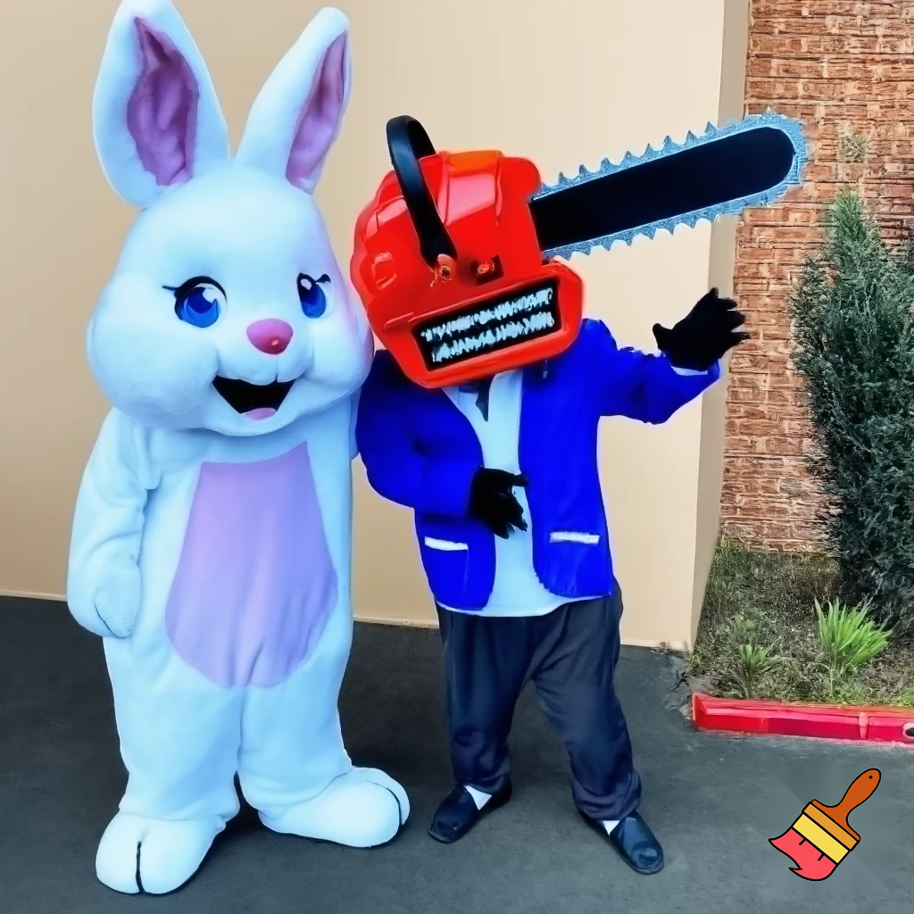 Easter bunny with a chainsaw Easter bunny mascot costume