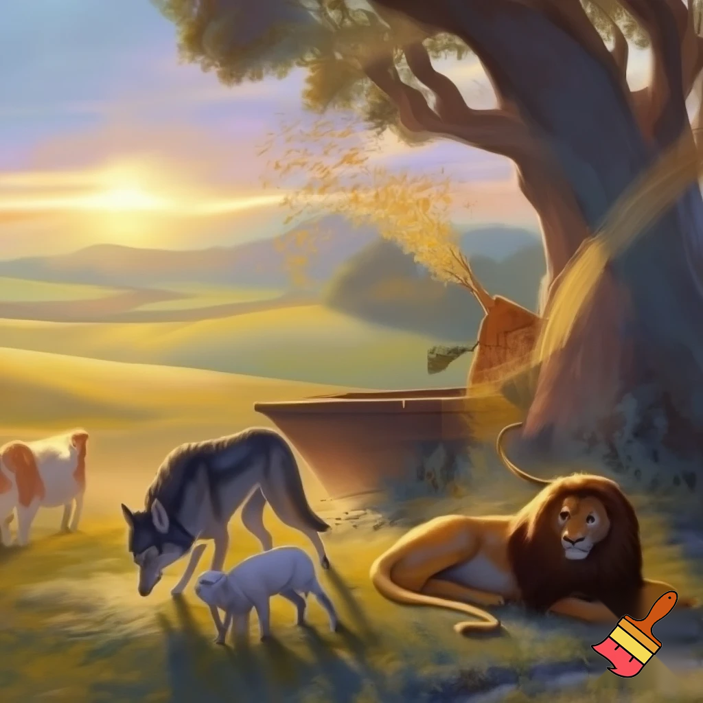 Wolf und Lamm werden einträchtig weiden, und der Löwe wird Stroh fressen wie das Rind, und die Schlange wird sich von Staub nähren. 